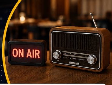 Radio w lokalu z napisem on air